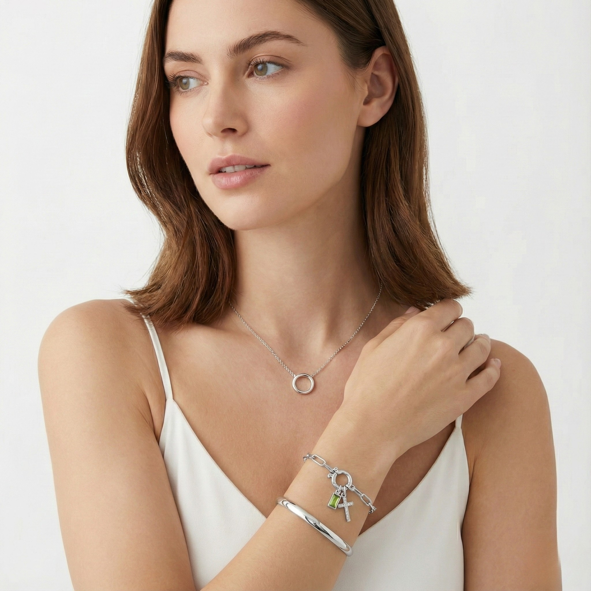 Bracelet AX à maillons croix et pierre de naissance