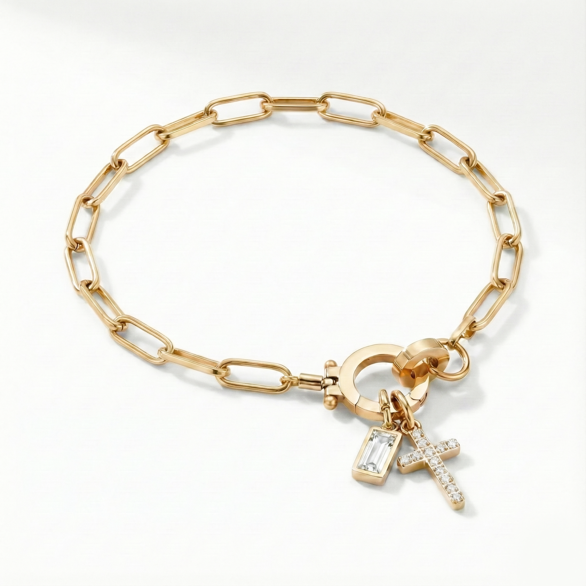 Bracelet AX à maillons croix et pierre de naissance