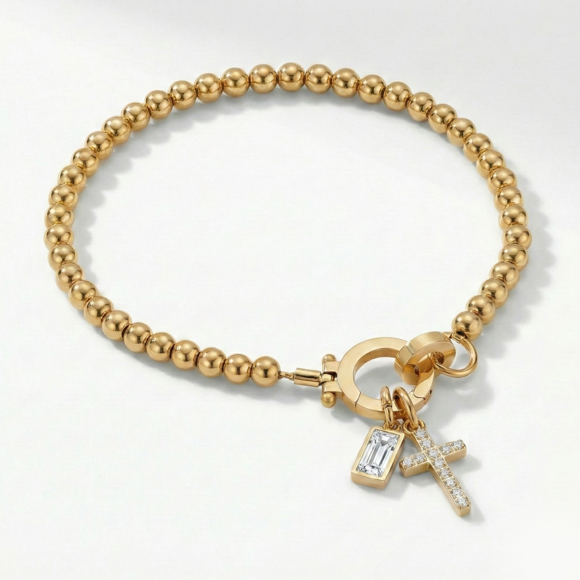 Bracelet AX perles croix et pierre de naissance