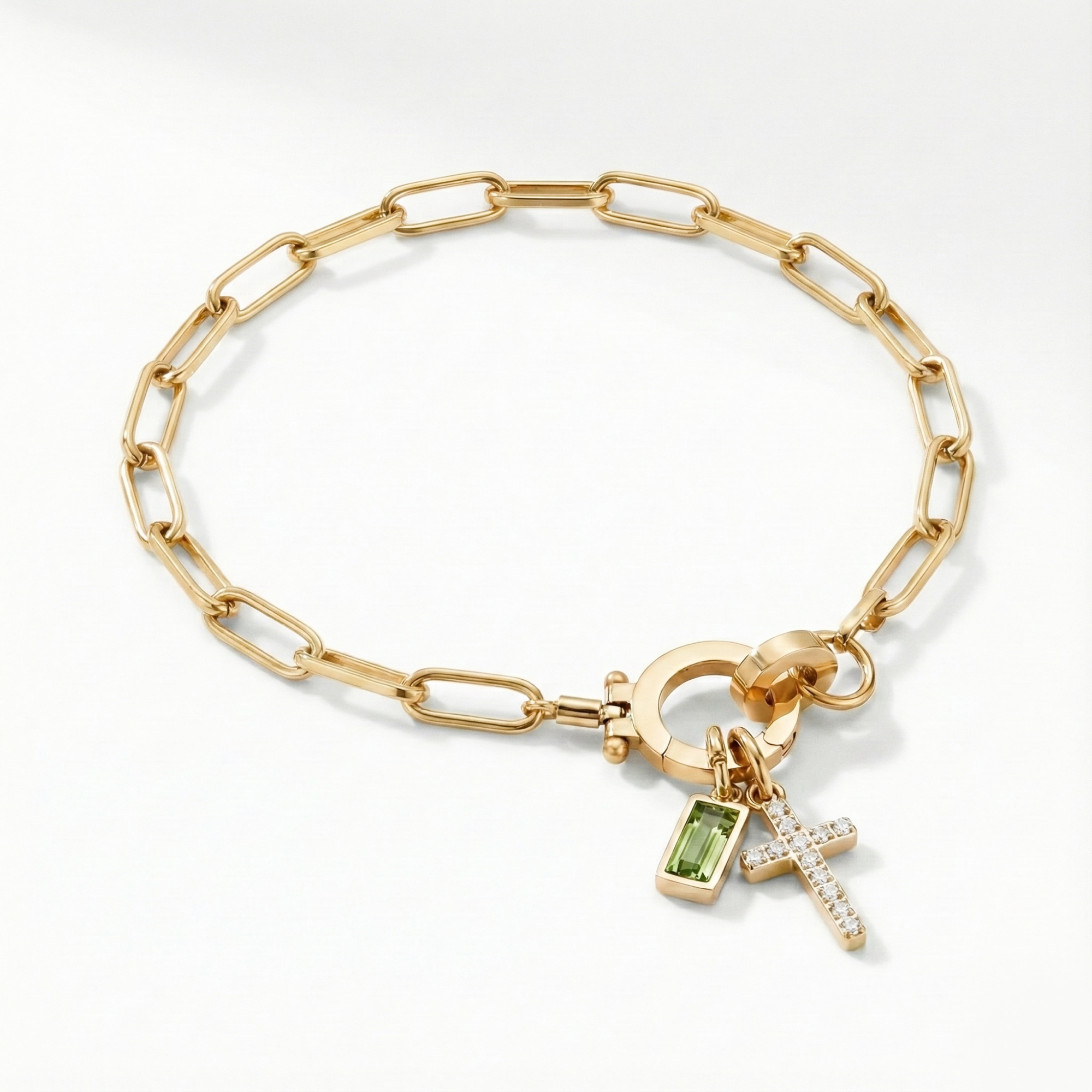 Bracelet AX à maillons croix et pierre de naissance