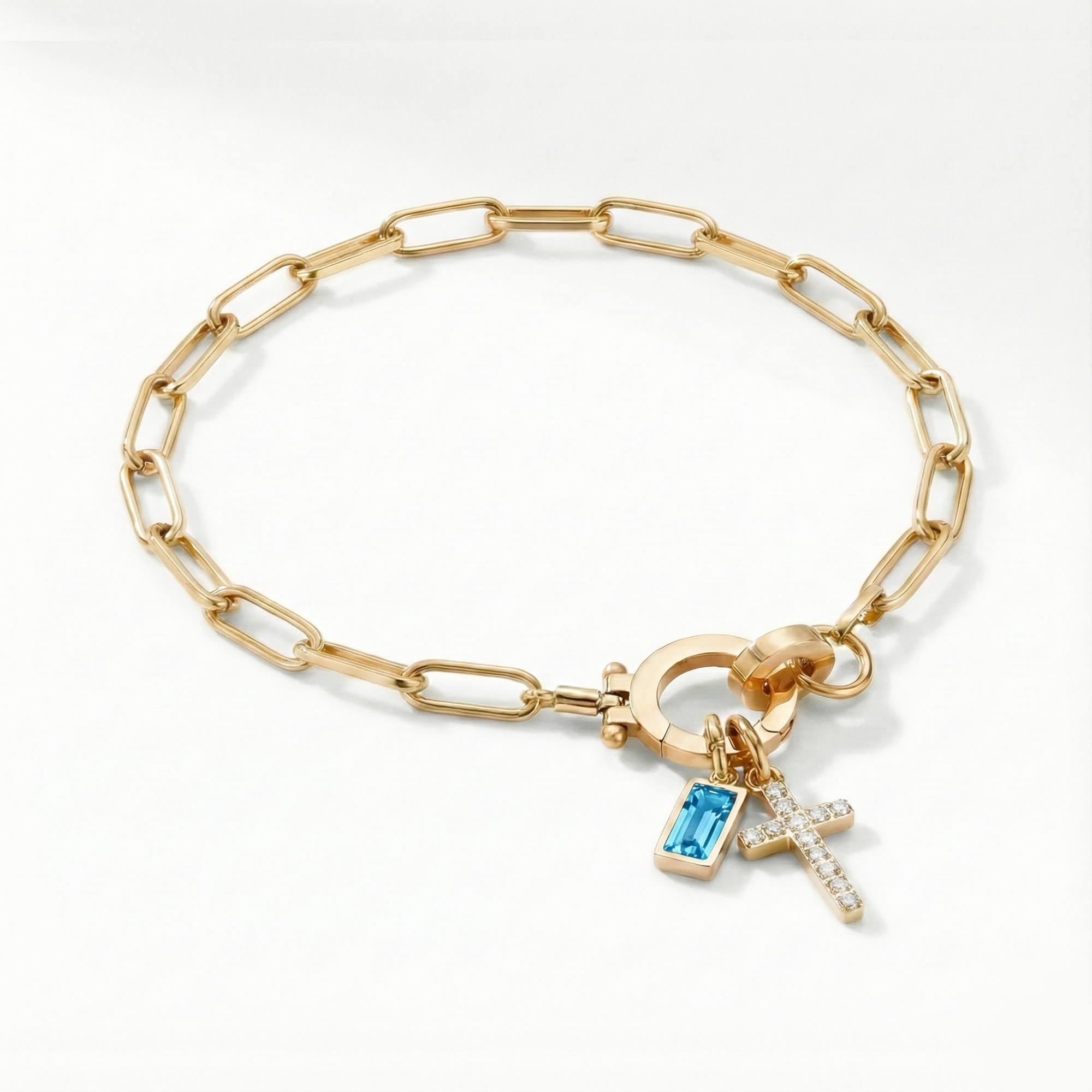 Bracelet AX à maillons croix et pierre de naissance