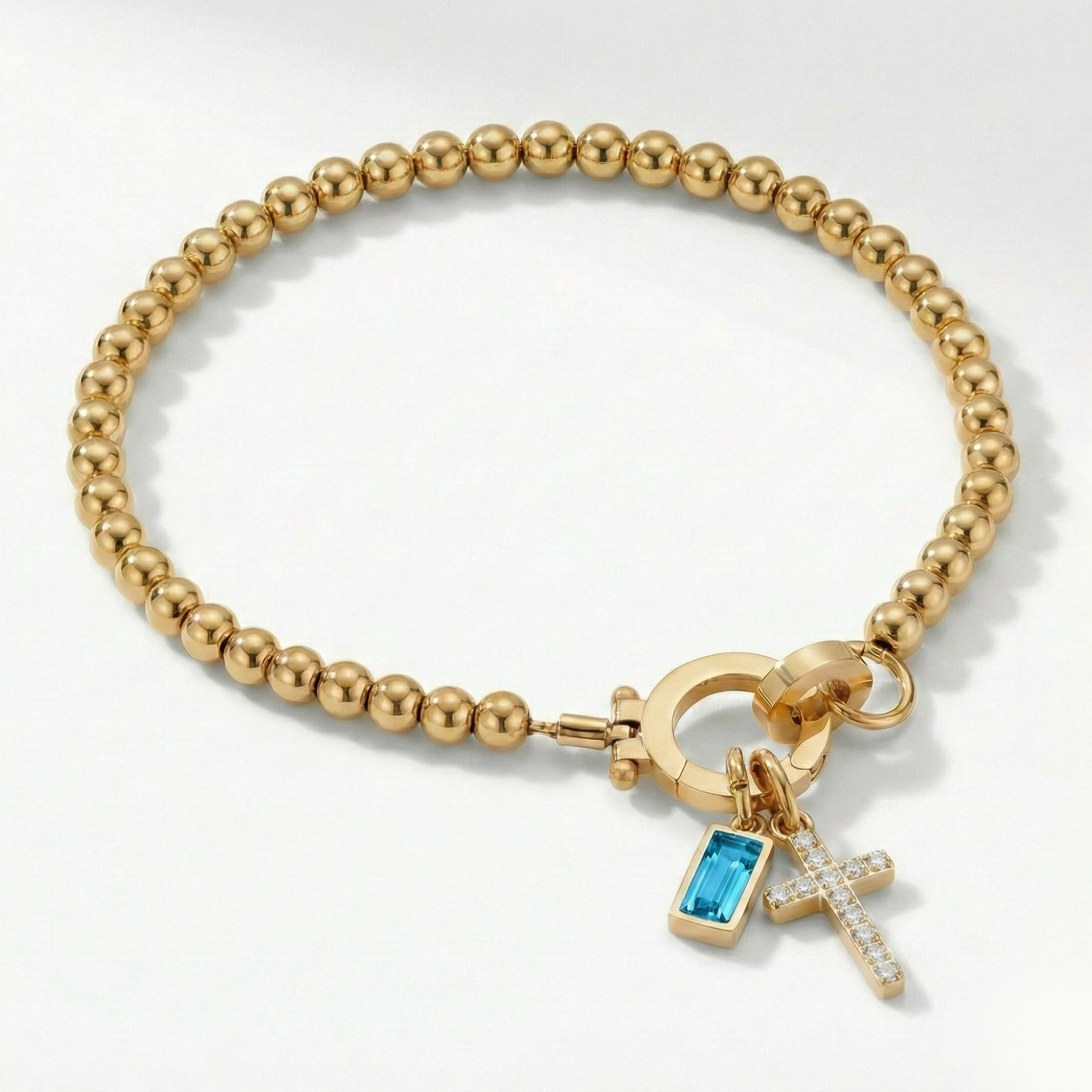 Bracelet AX perles croix et pierre de naissance