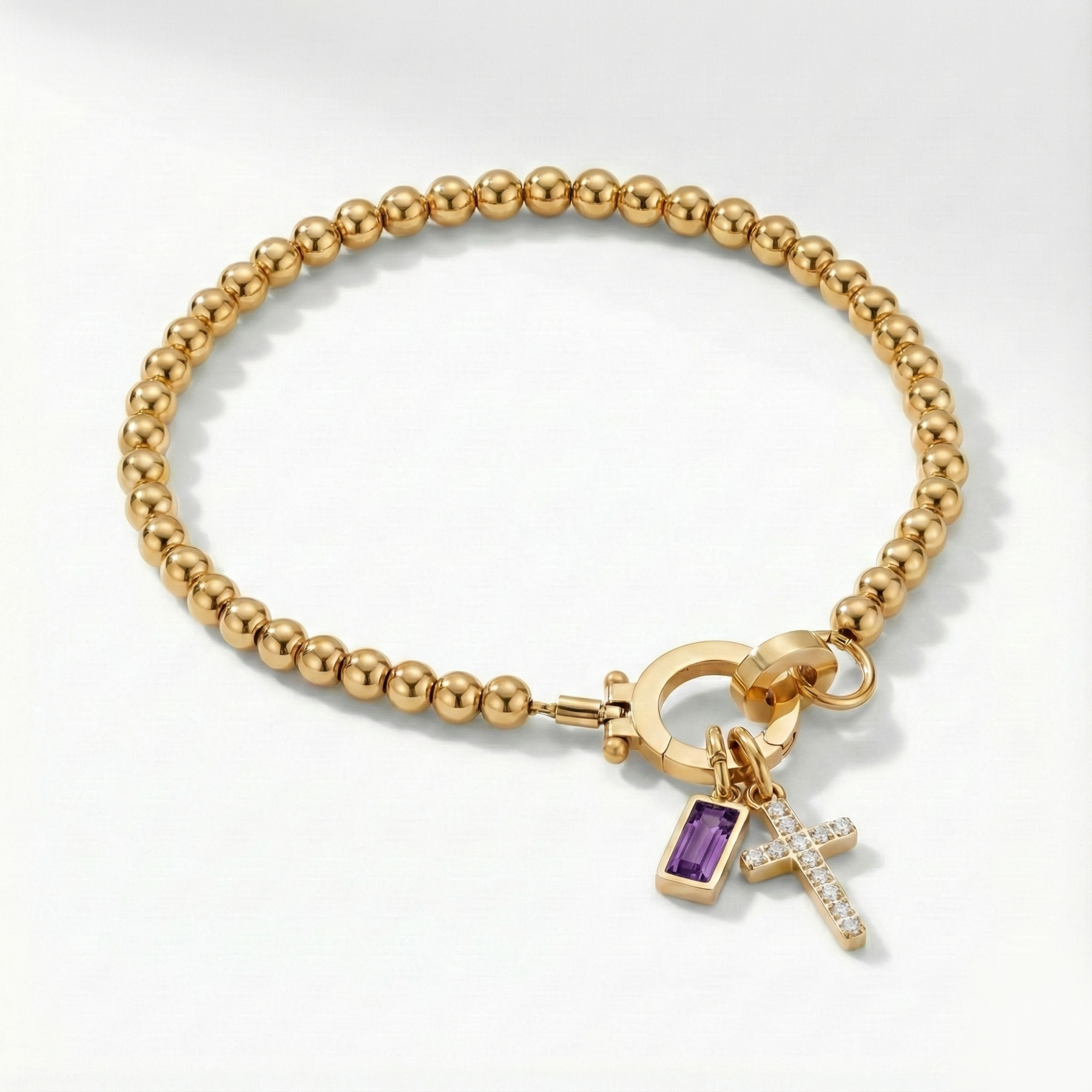 Bracelet AX perles croix et pierre de naissance