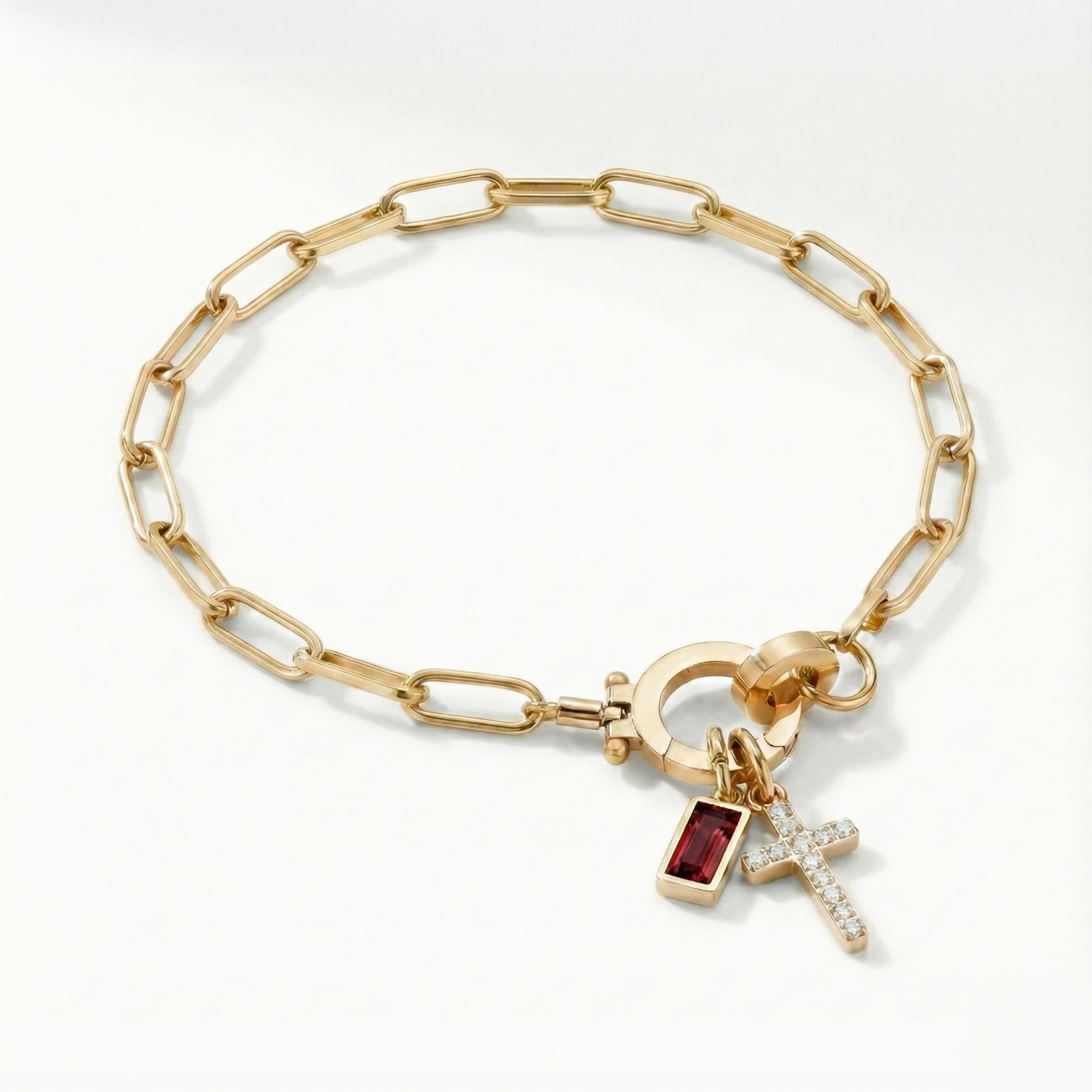 Bracelet AX à maillons croix et pierre de naissance