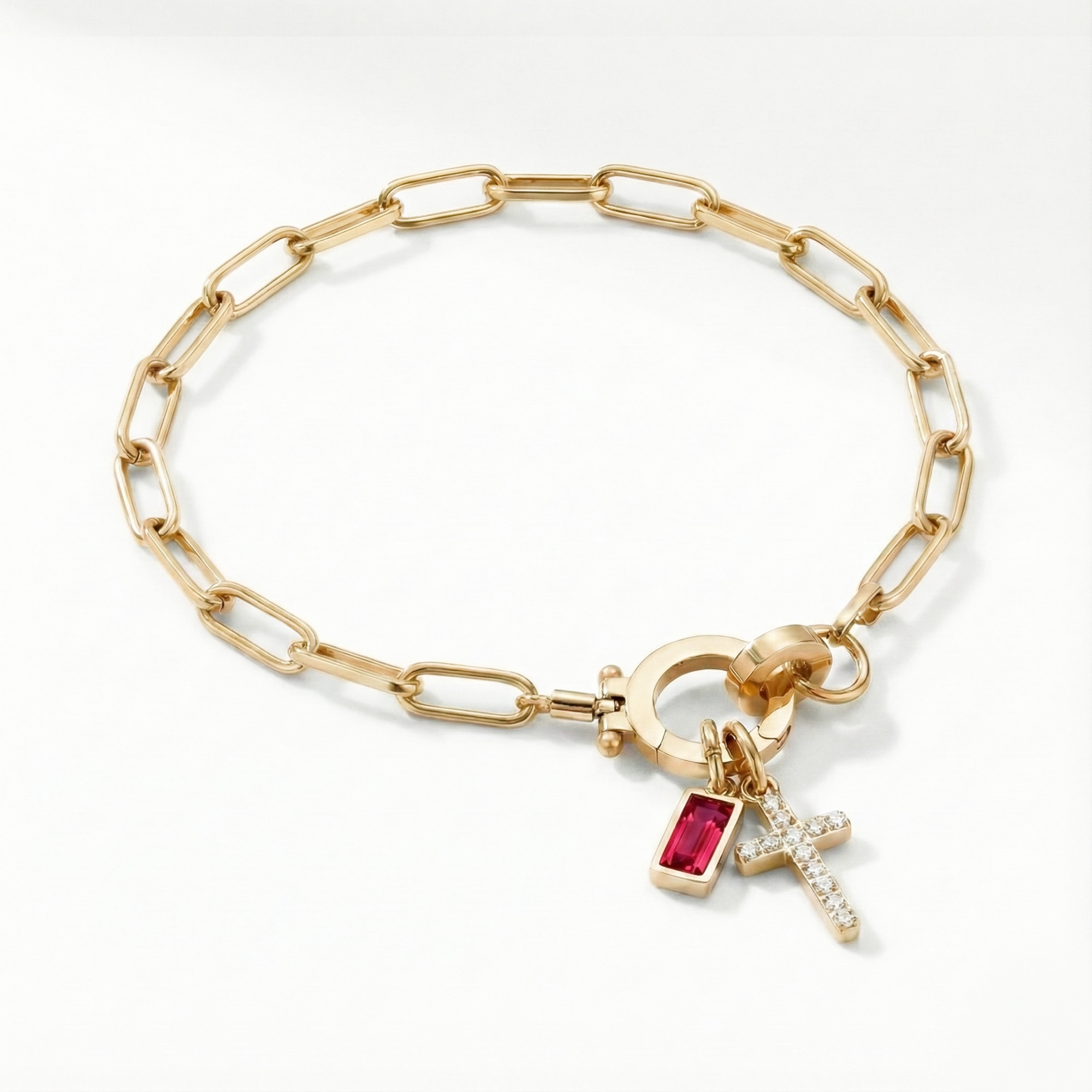 Bracelet AX à maillons croix et pierre de naissance