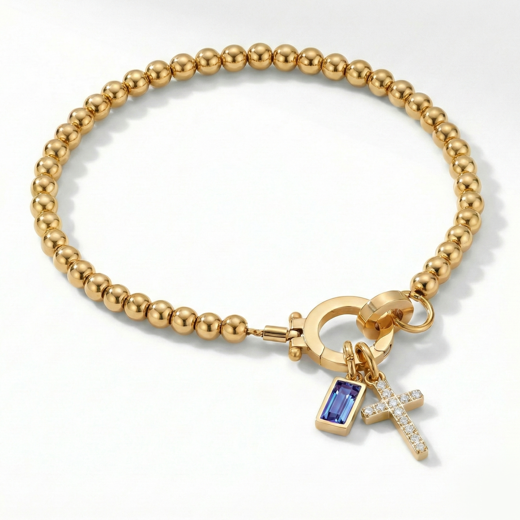 Bracelet AX perles croix et pierre de naissance