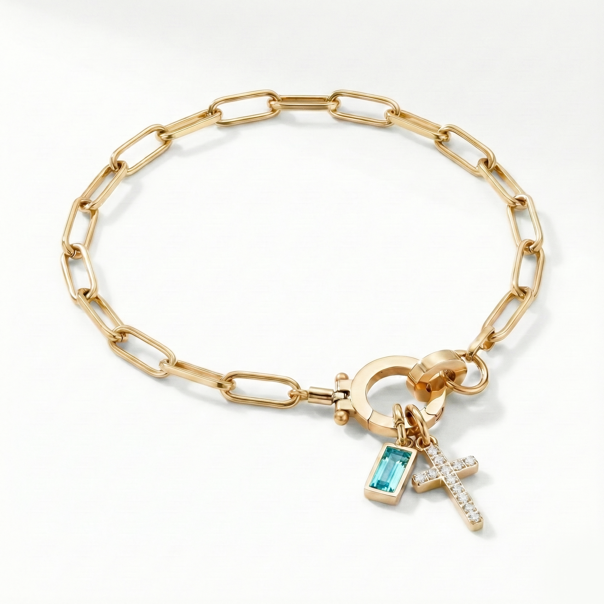 Bracelet AX à maillons croix et pierre de naissance