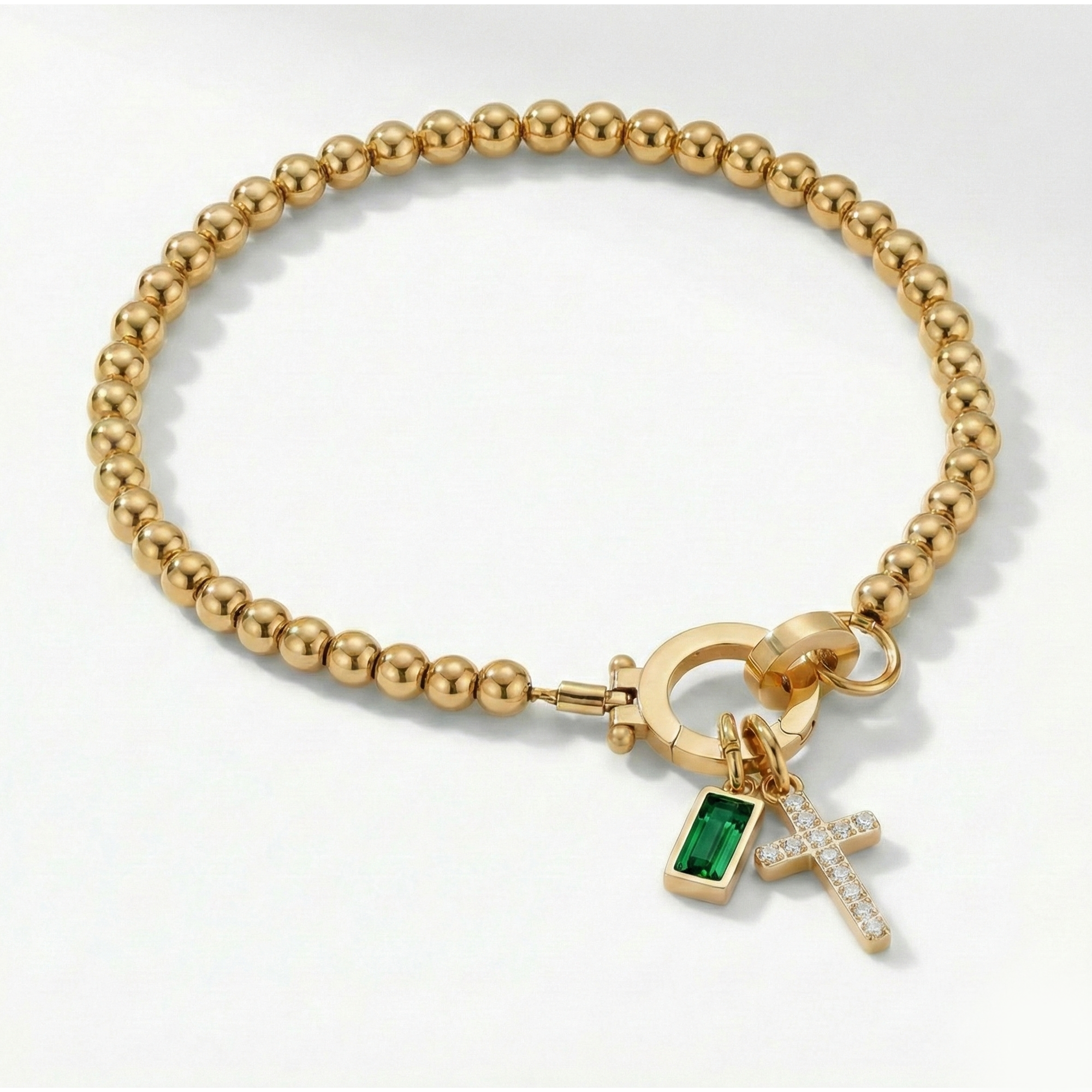 Bracelet AX perles croix et pierre de naissance