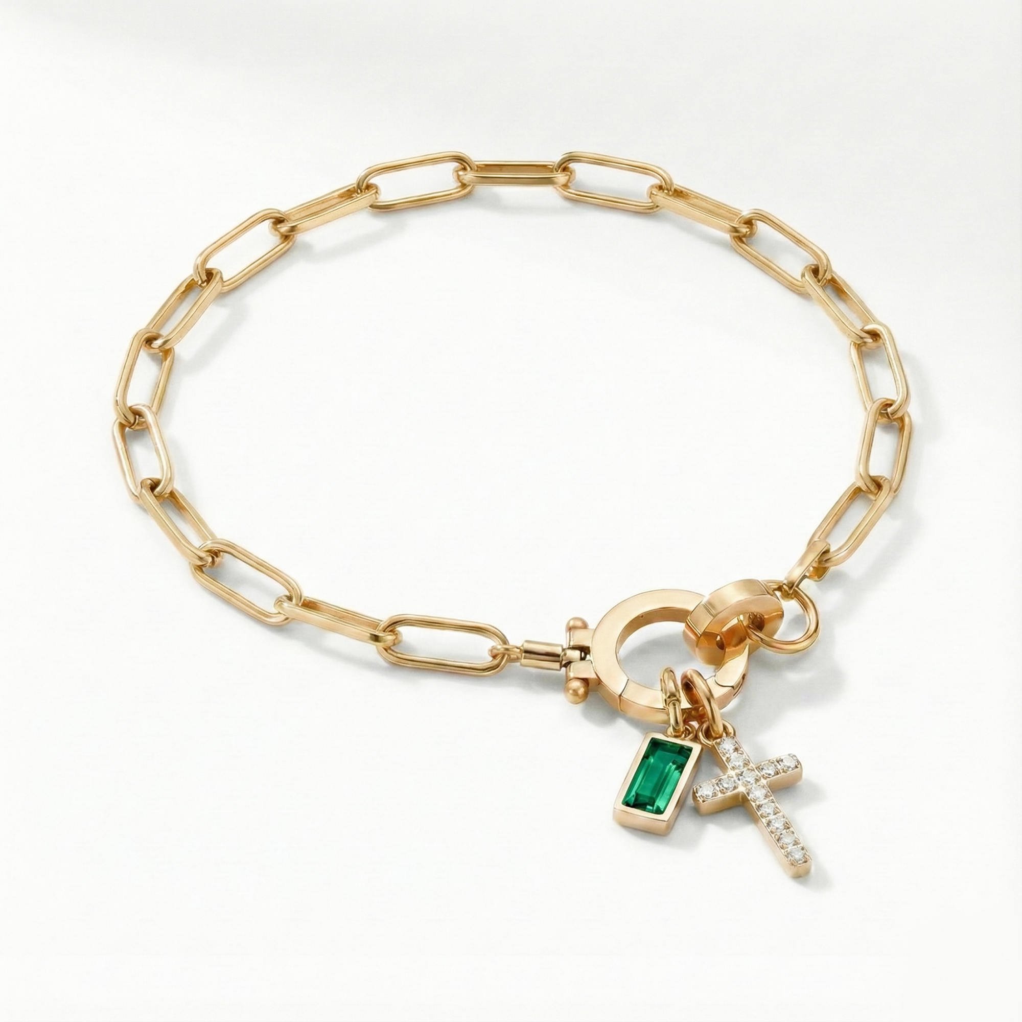 Bracelet AX à maillons croix et pierre de naissance