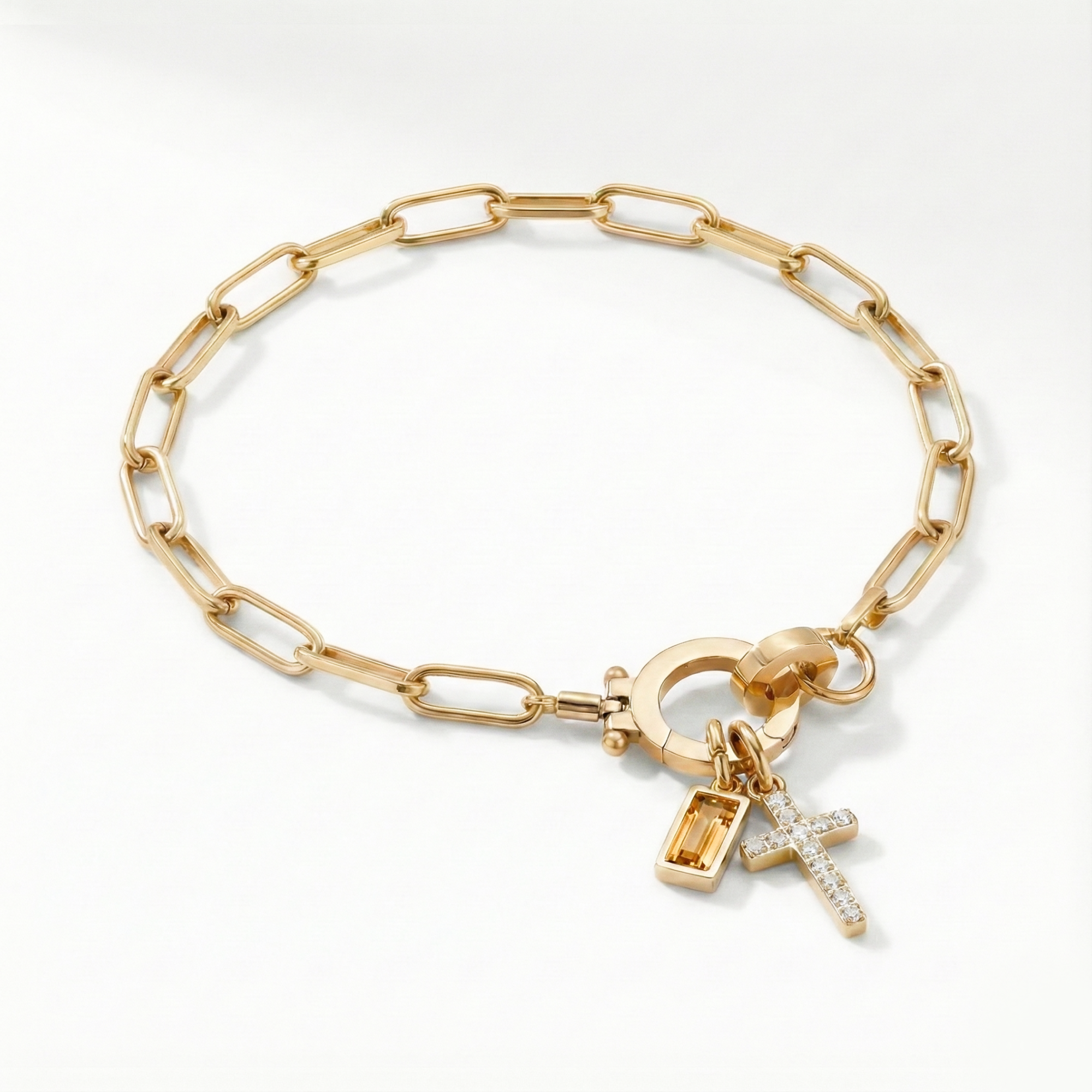 Bracelet AX à maillons croix et pierre de naissance