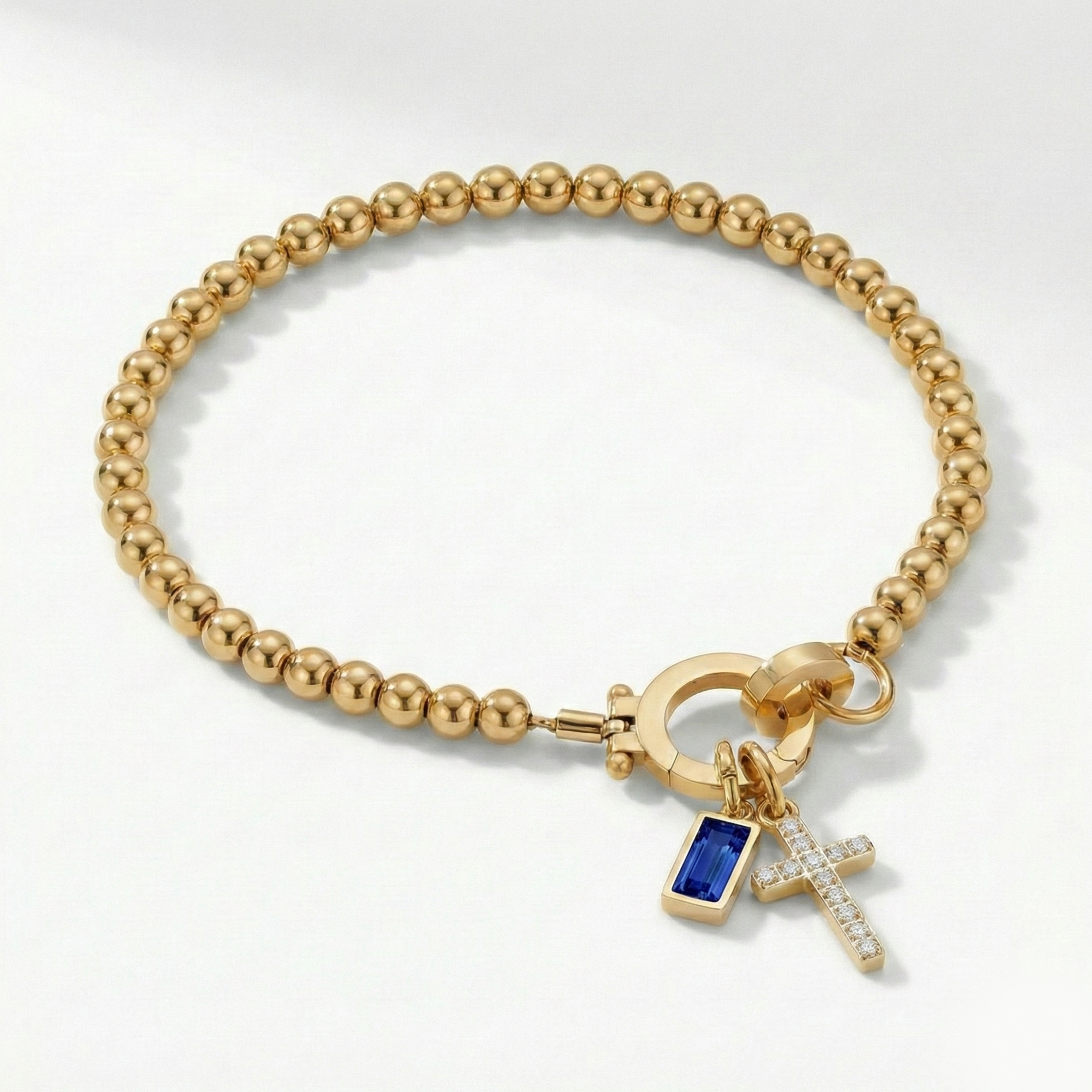 Bracelet AX perles croix et pierre de naissance