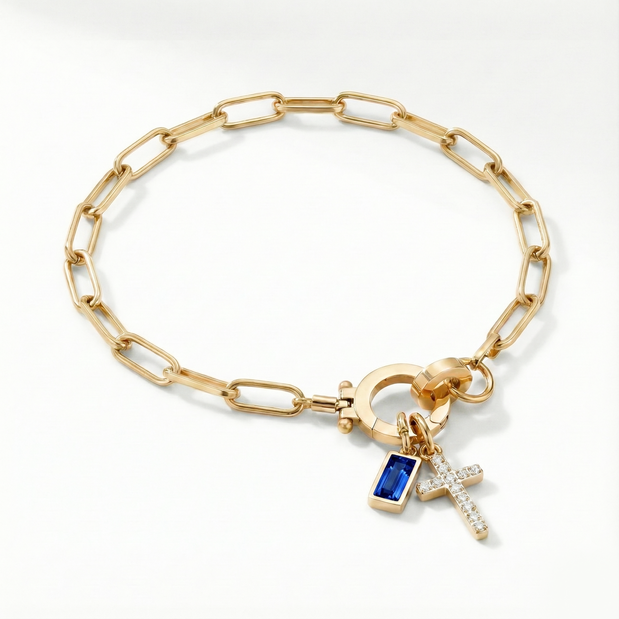 Bracelet AX à maillons croix et pierre de naissance