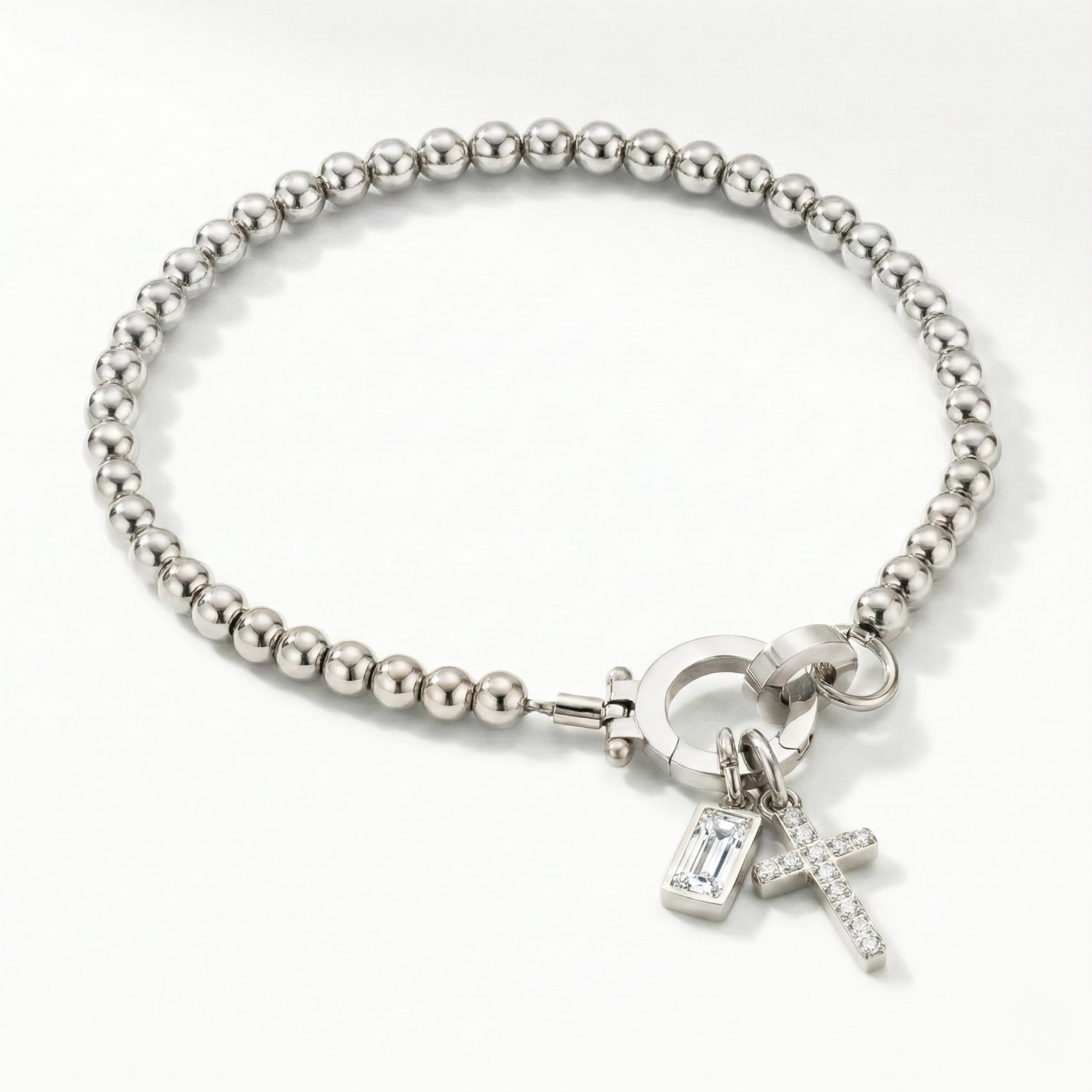 Bracelet AX perles croix et pierre de naissance