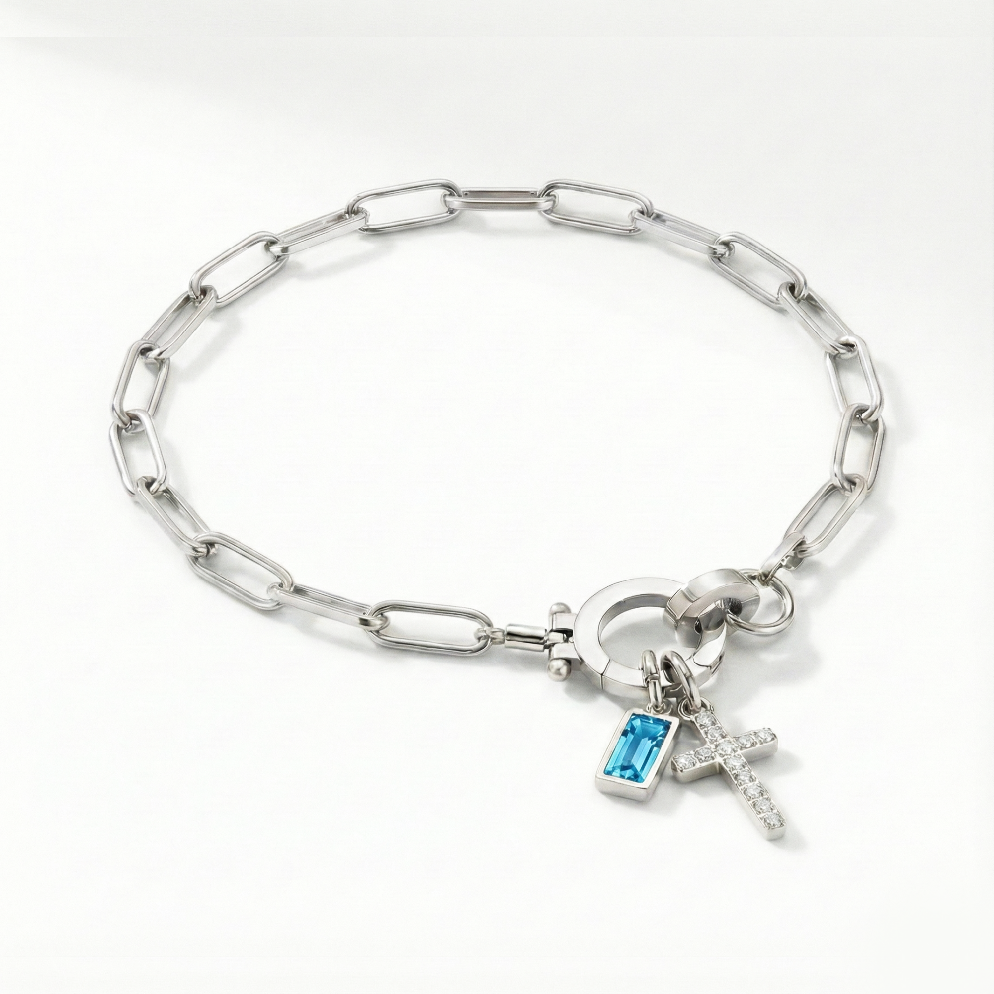 Bracelet AX à maillons croix et pierre de naissance