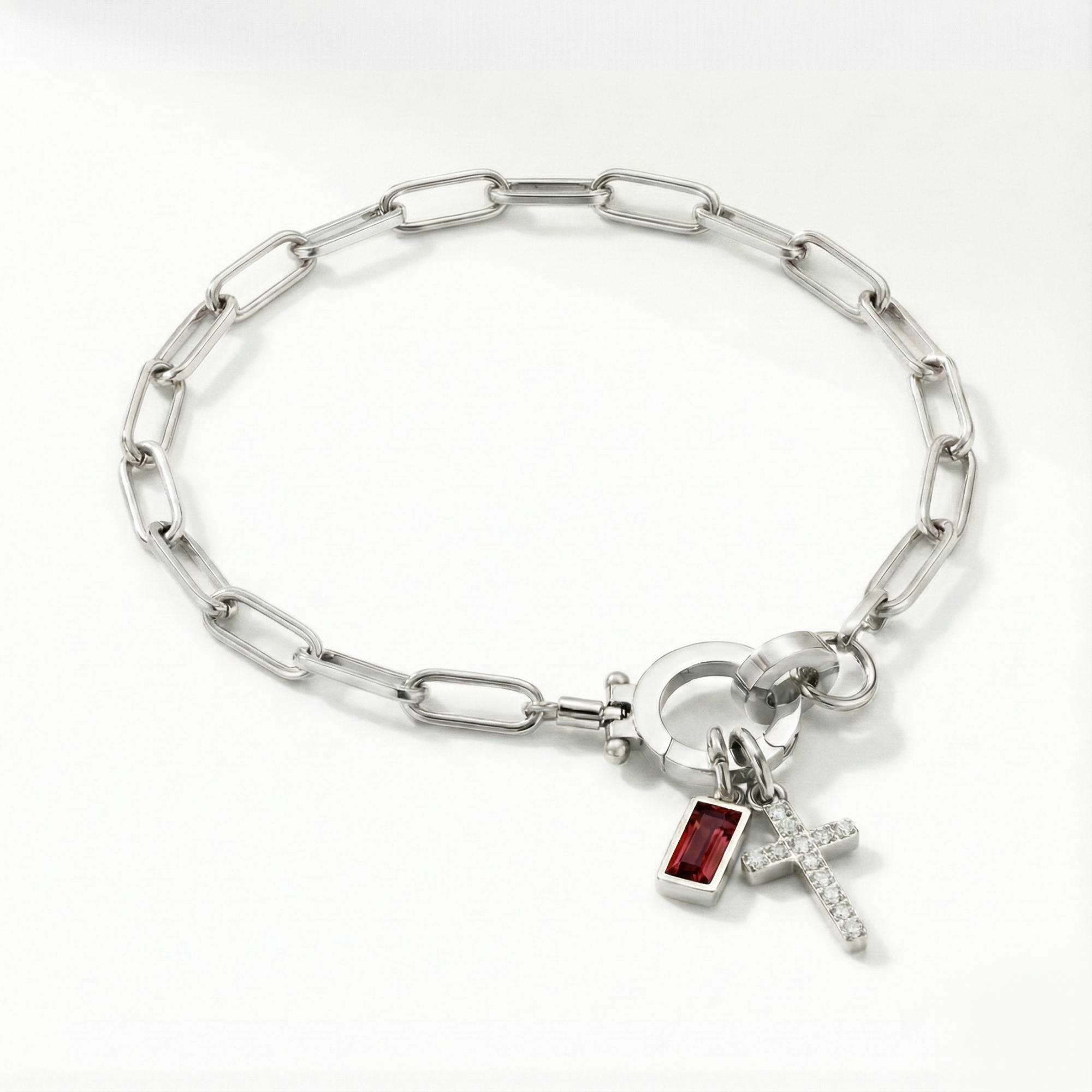 Bracelet AX à maillons croix et pierre de naissance