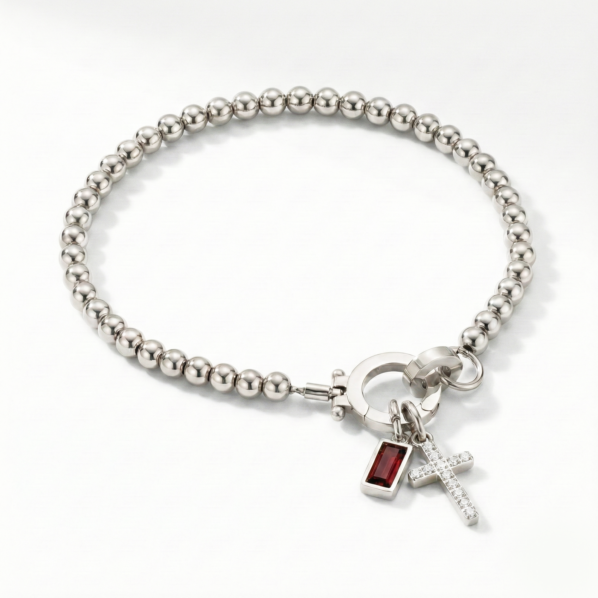 Bracelet AX perles croix et pierre de naissance