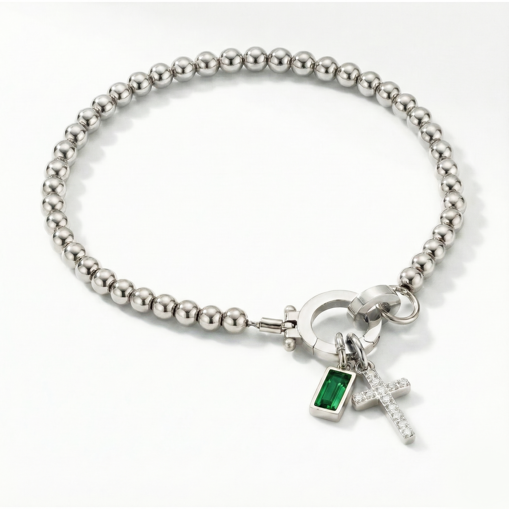 Bracelet AX perles croix et pierre de naissance