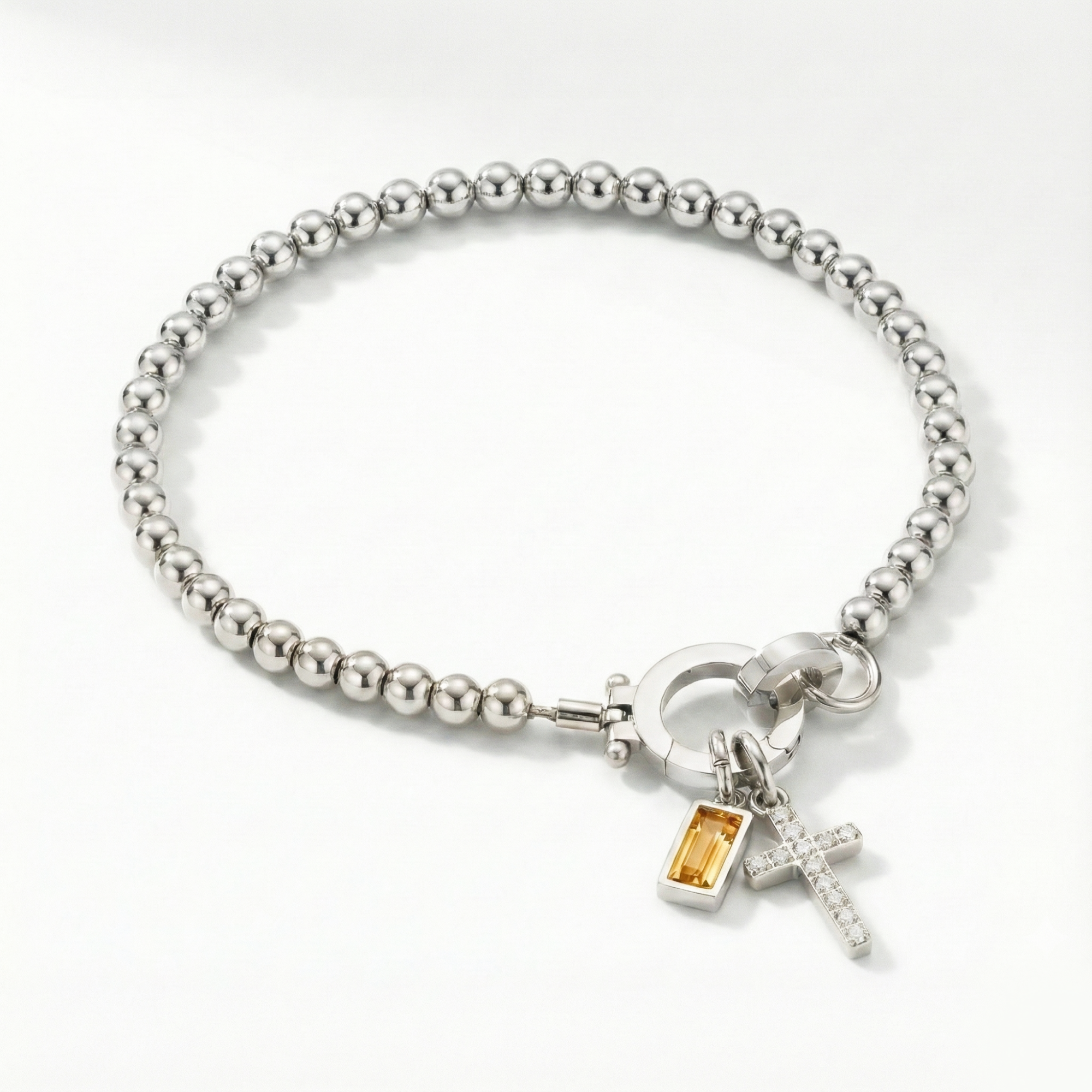 Bracelet AX perles croix et pierre de naissance