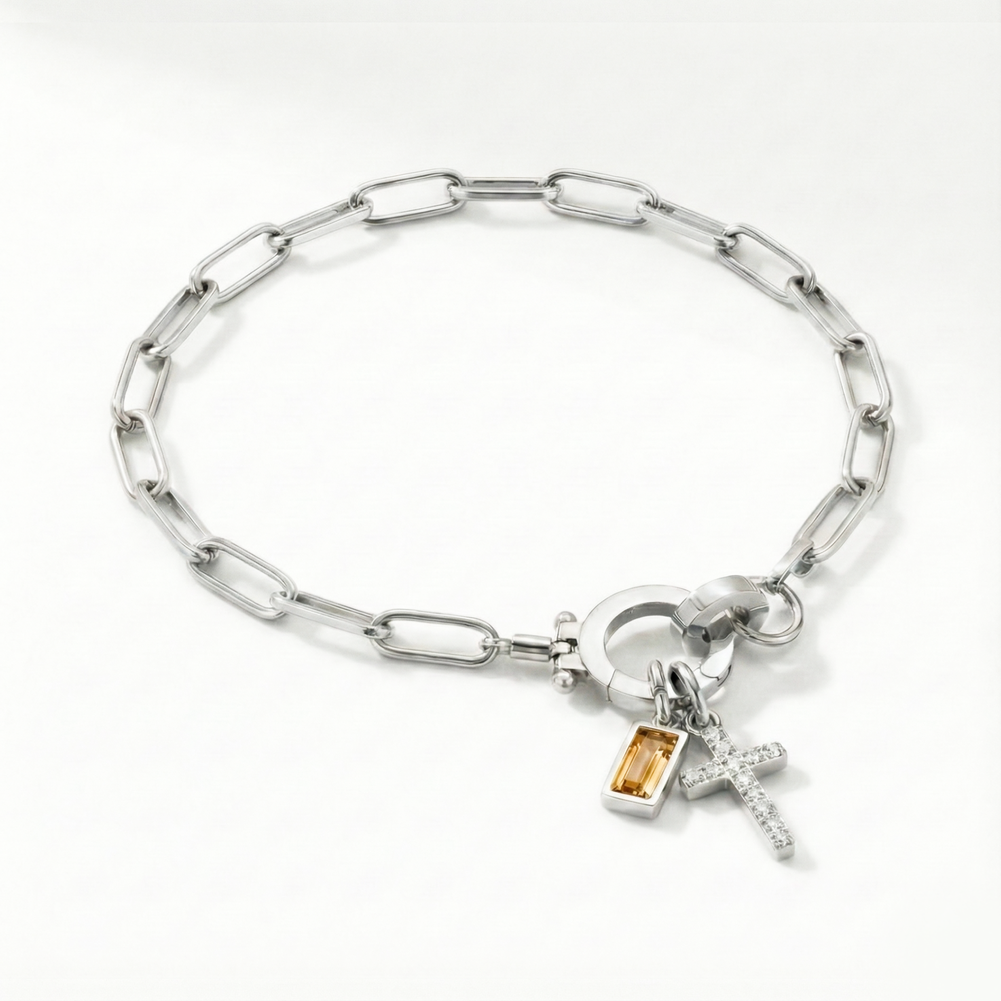 Bracelet AX à maillons croix et pierre de naissance