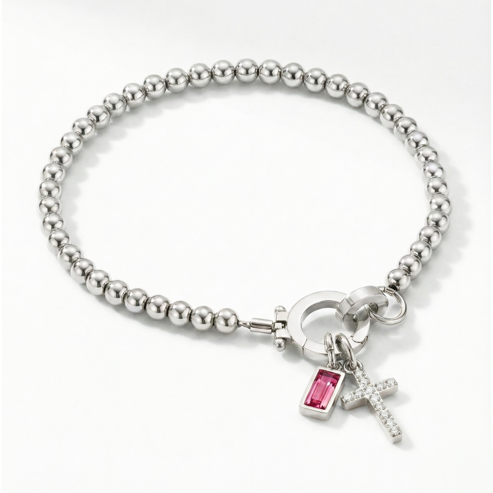 Bracelet AX perles croix et pierre de naissance