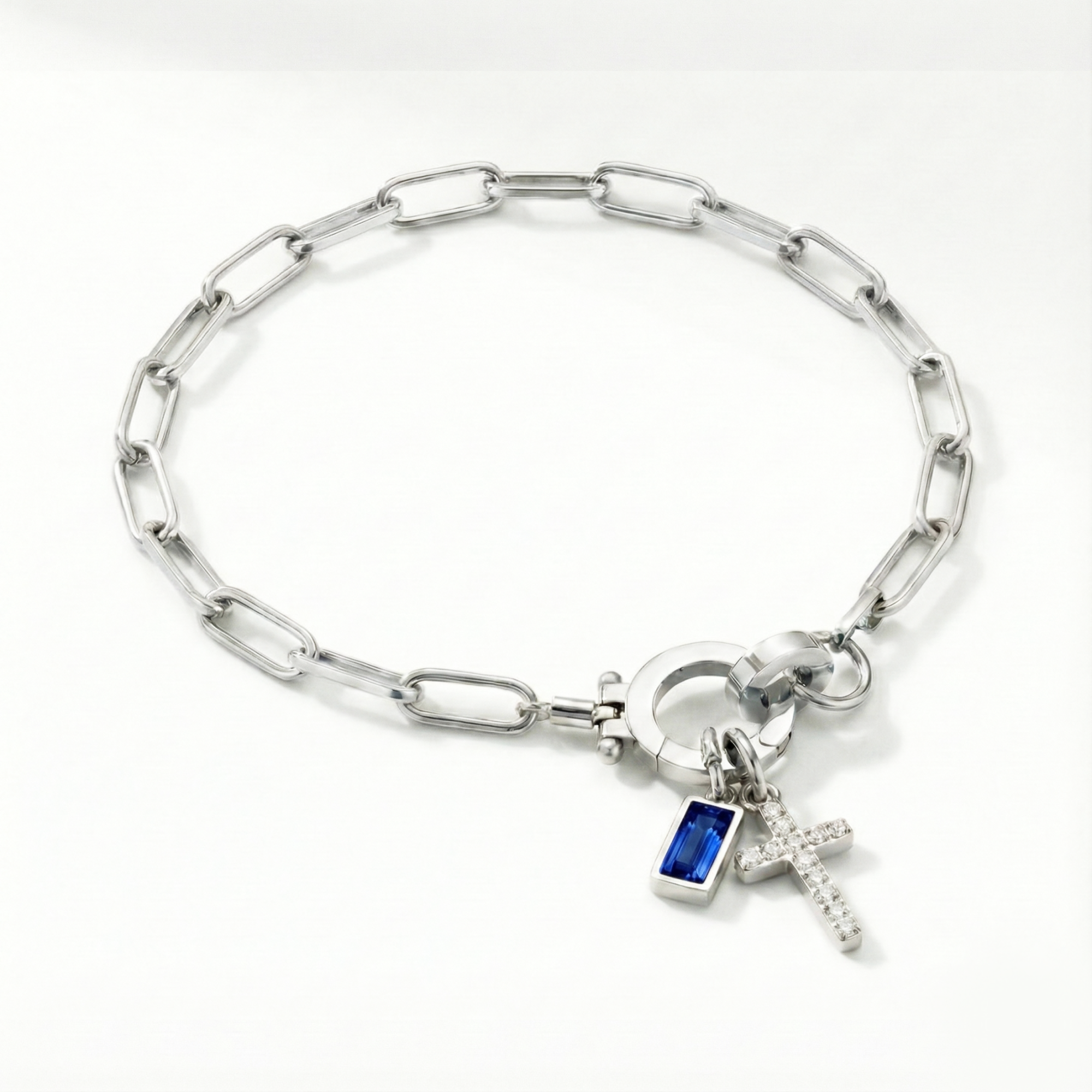 Bracelet AX à maillons croix et pierre de naissance