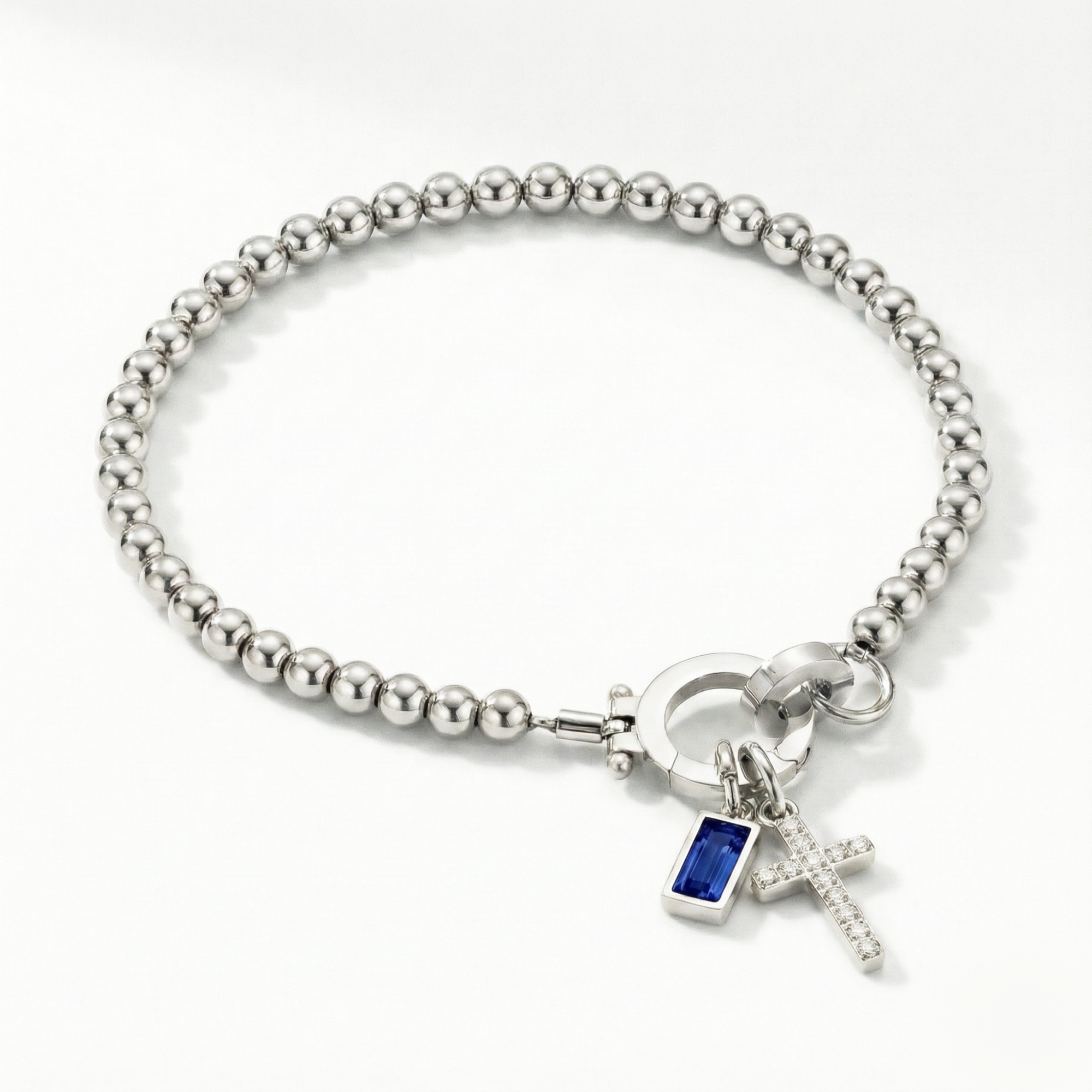 Bracelet AX perles croix et pierre de naissance